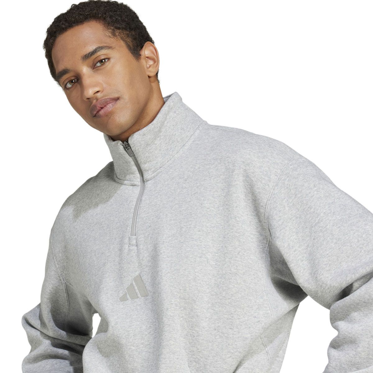 adidas Mens ALL SZN Fleece Quarter Zip Crew Sweatshirt