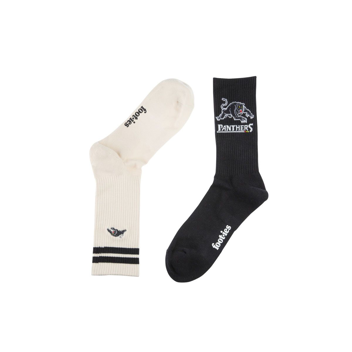 Penrith Panthers Sneaker Socks 2 Pack Black/Cream M/L
