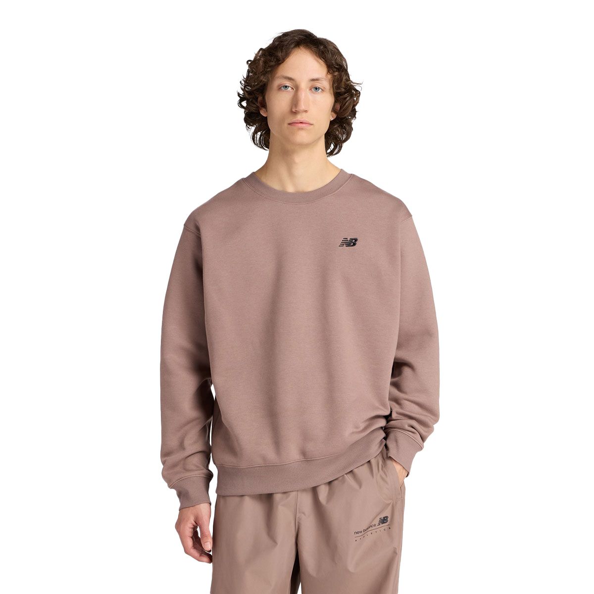 New Balance Mens Linear Graphic Fleece Crew