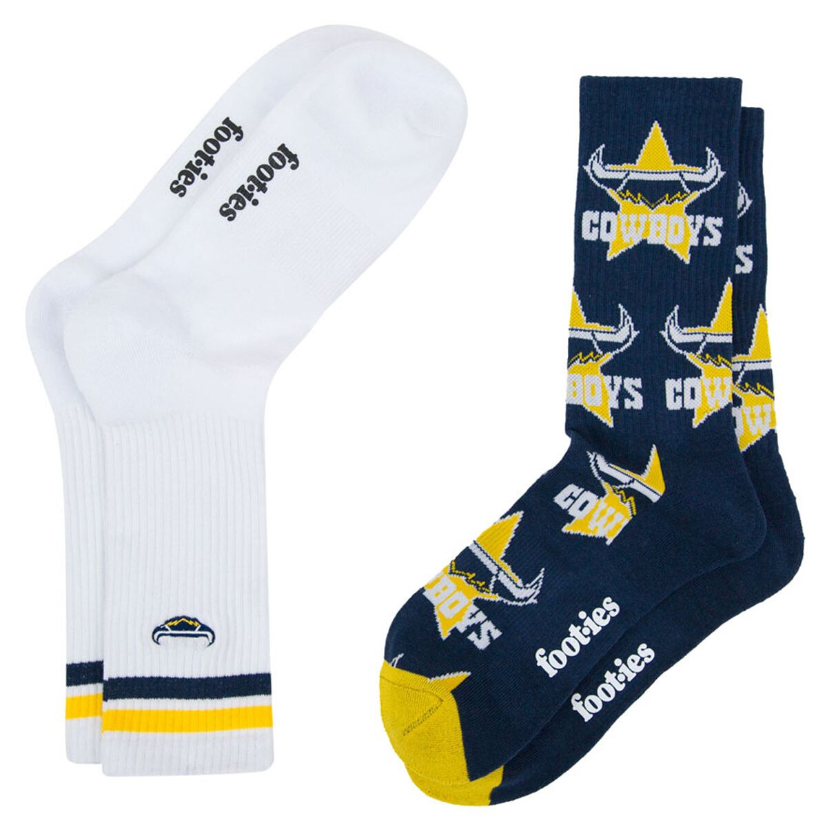 Footies North Queensland Cowboys 2025 Sneaker Socks 2 Pack
