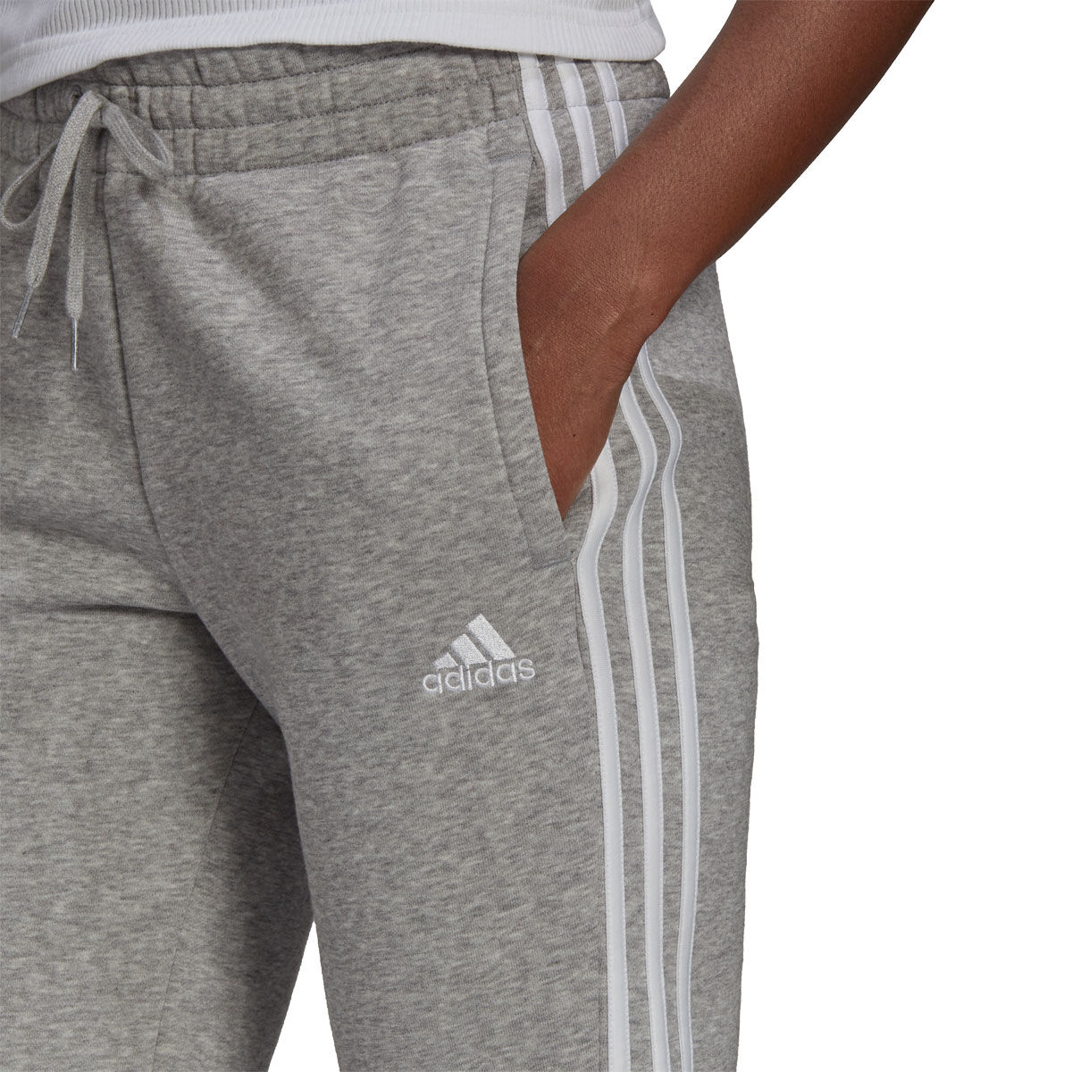 adidas Womens Essentials Fleece 3-Stripes Slim Fit Track Pants