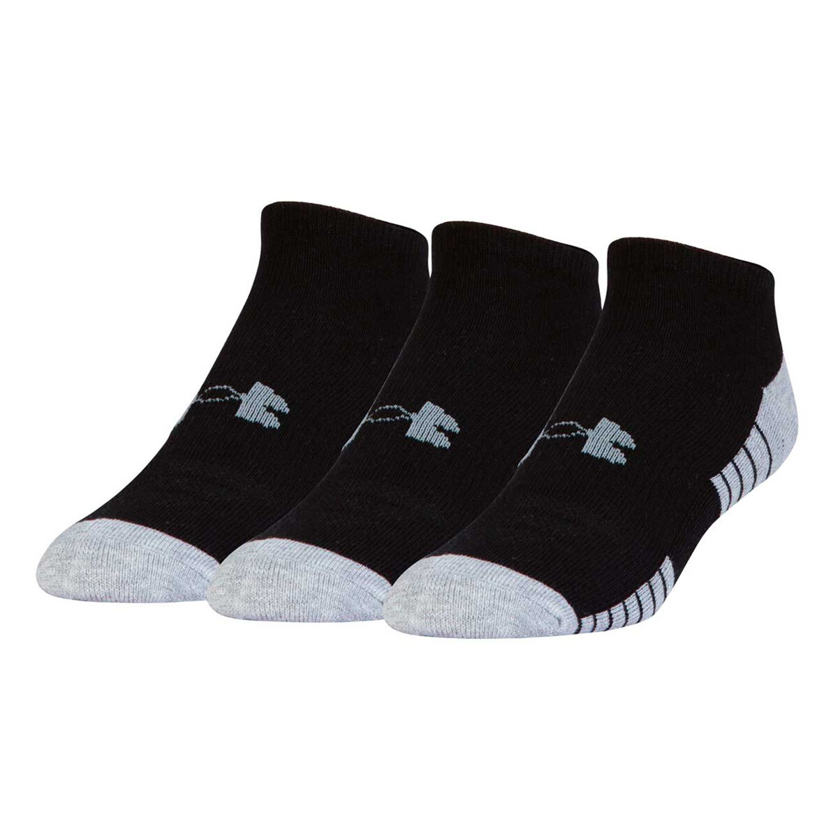 Under Armour Kids HeatGear No Show Socks 3 Pack Black L