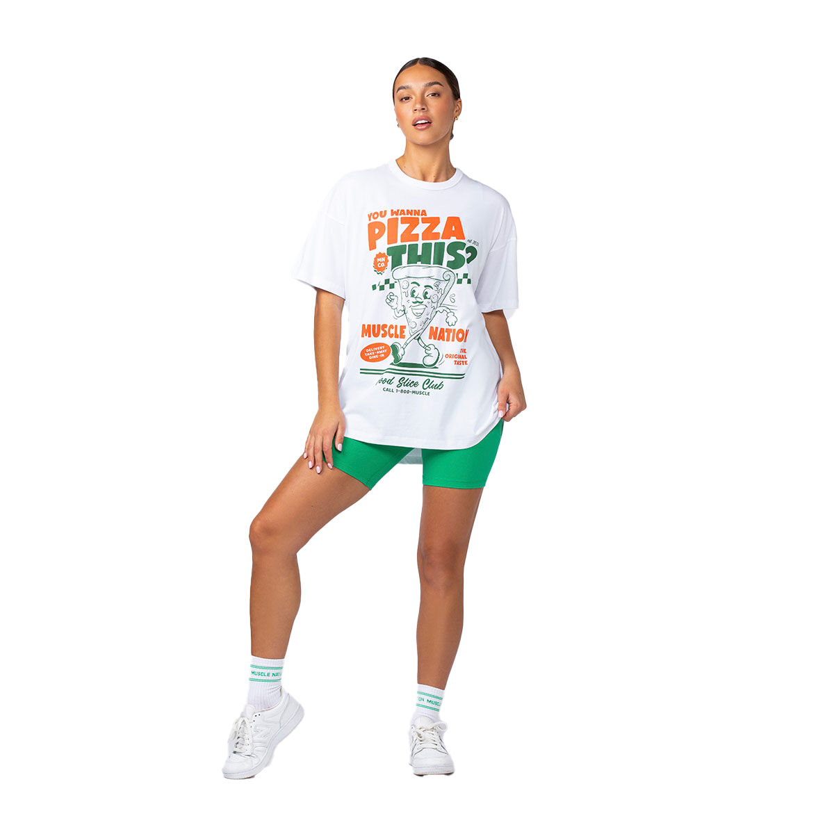 Muscle Nation Womens Pizza This Oversized Tee