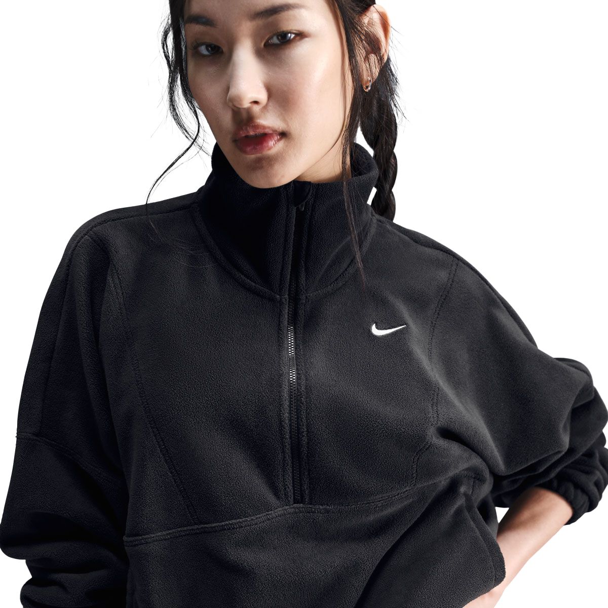 Nike Womens One Therma-FIT Fleece Oversized Half Zip Pullover