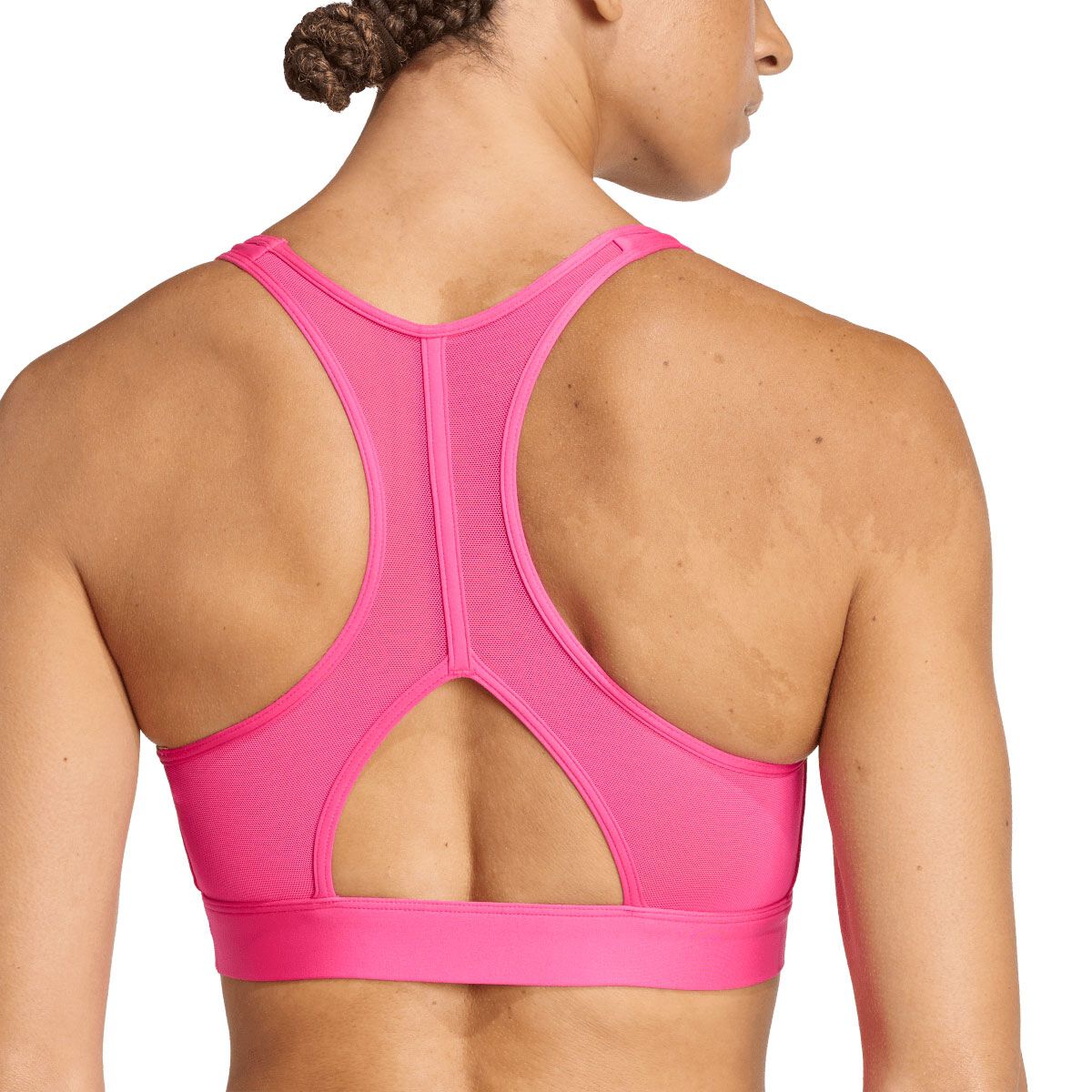 adidas Womens PowerReact Big Logo Graphic Sports Bra