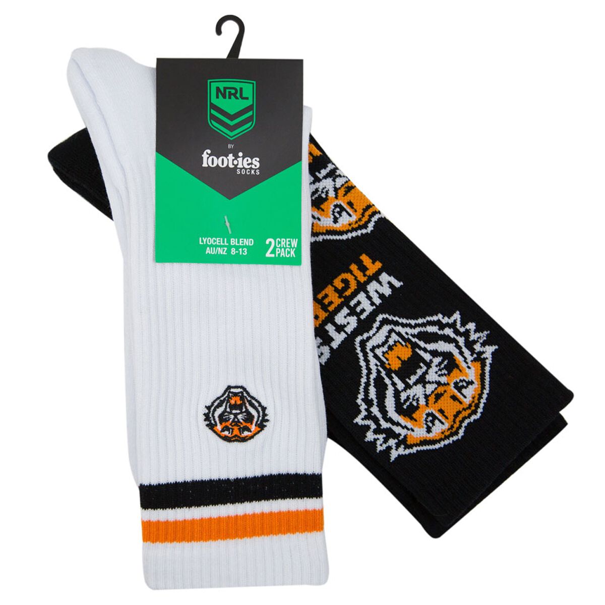 Footies Wests Tigers Sneaker Socks 2 Pack