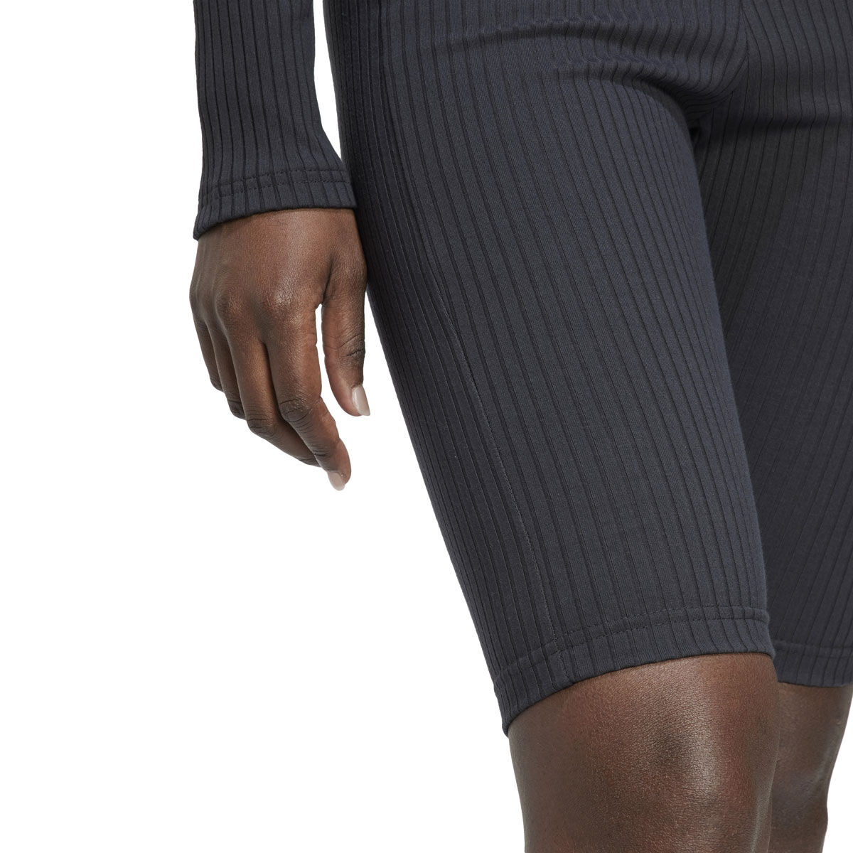 adidas Womens Studio Lounge Ribbed Shorts Black XS