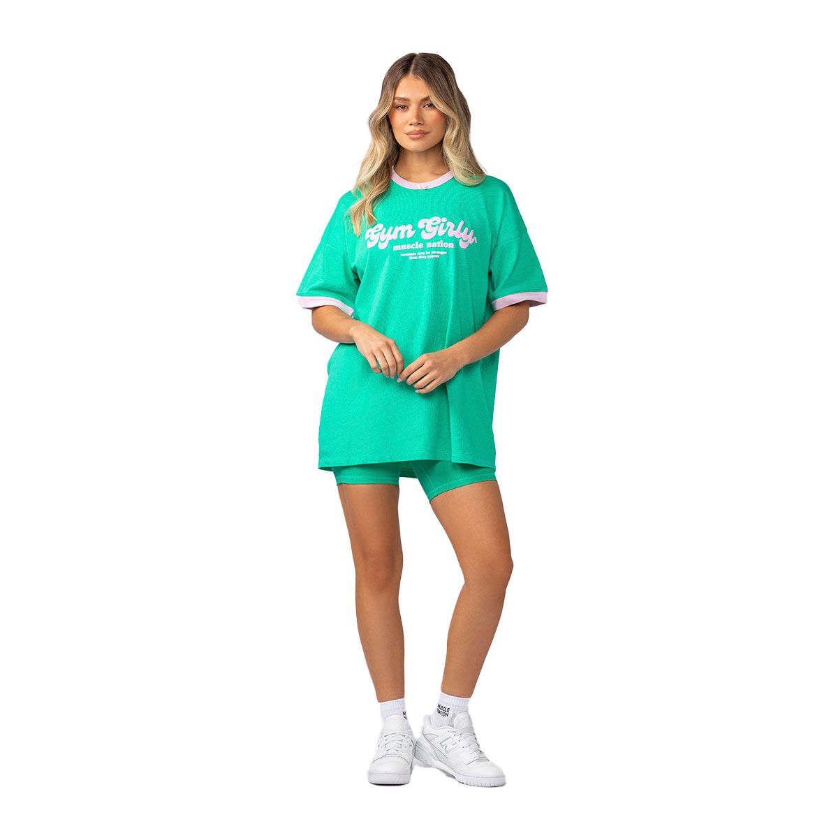 Muscle Nation Womens Gym Girly Oversized Tee