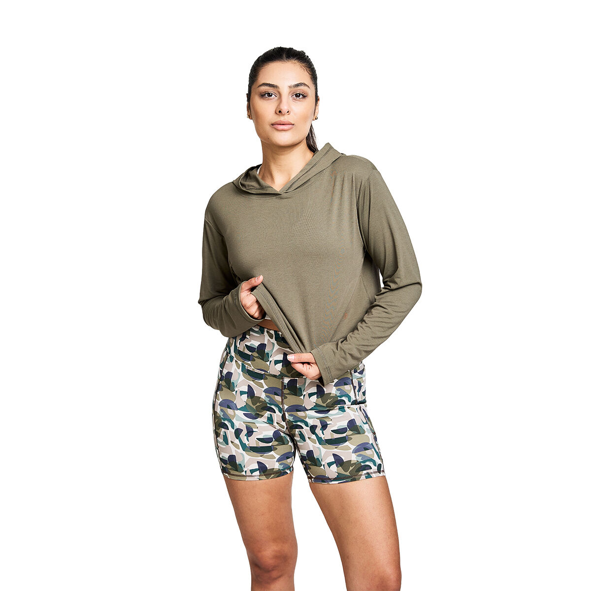 BAHE Womens Zephyr Short Boxy Hooded Tee