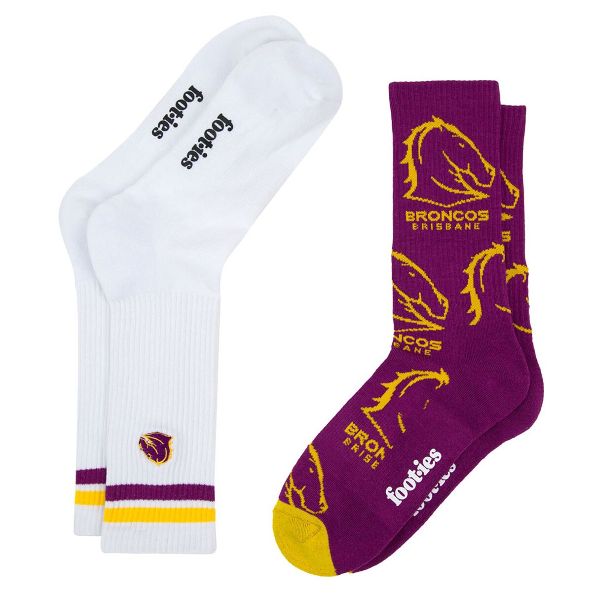 Footies Brisbane Broncos 2025 Sneaker Socks 2 Pack