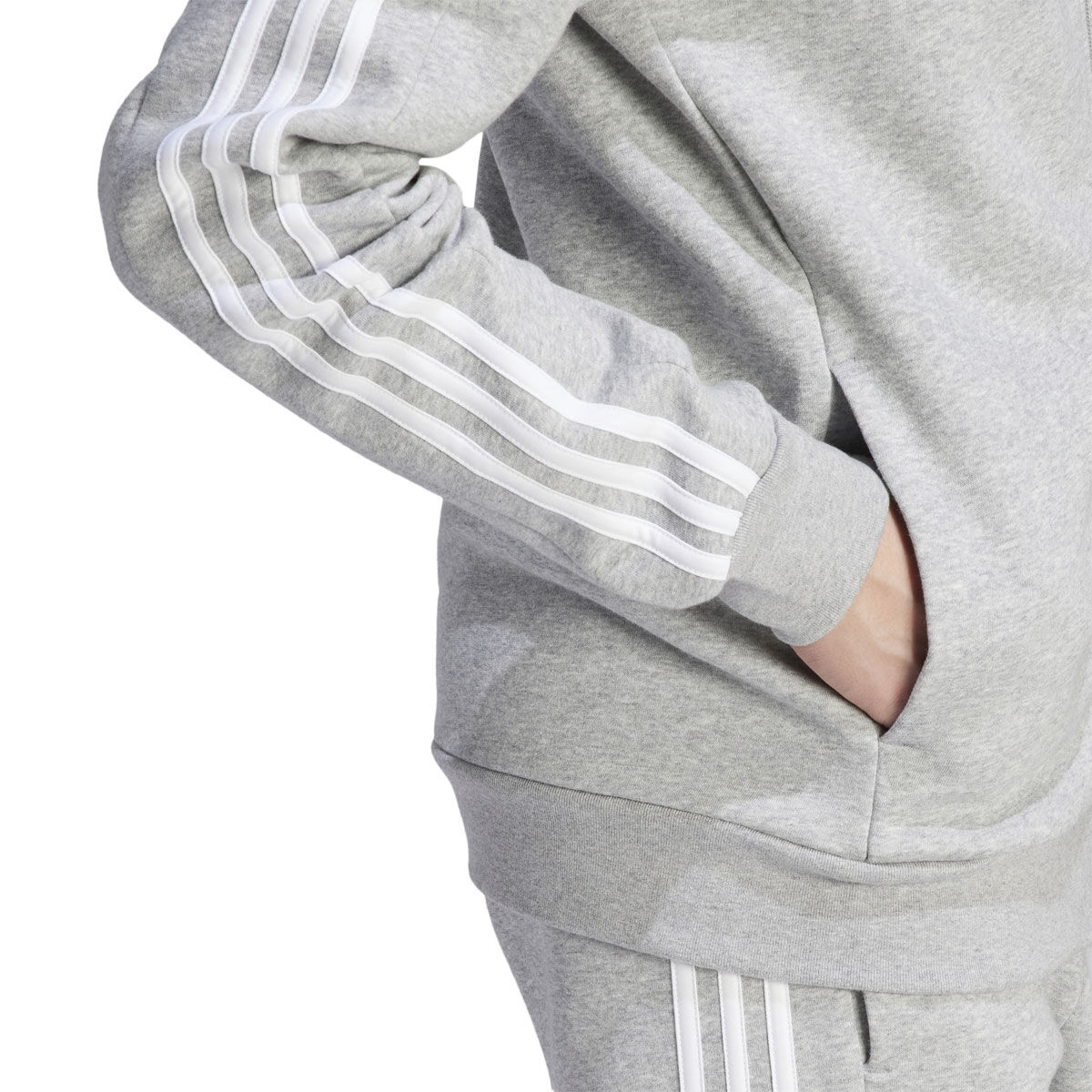 adidas Mens Essentials 3-Stripes Full Zip Fleece Hoodie