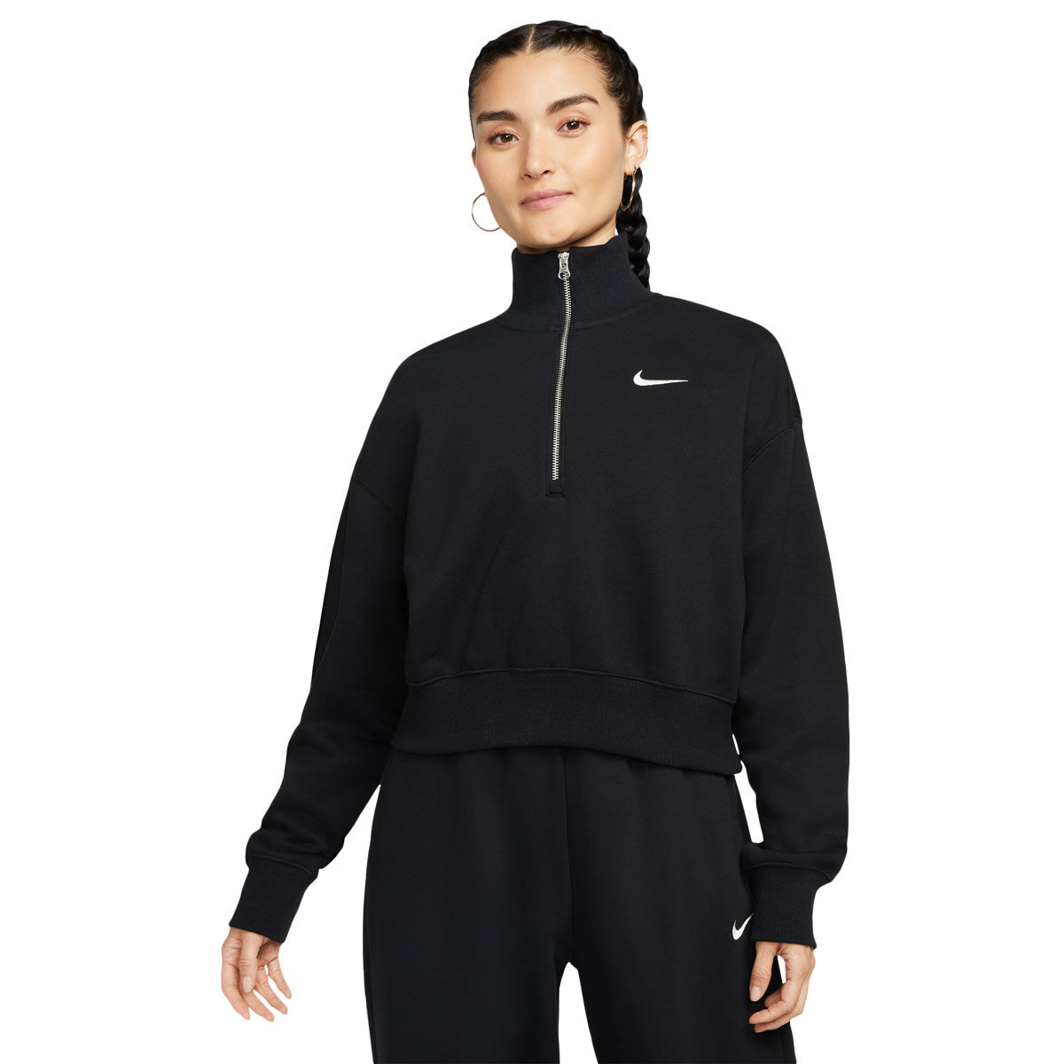 Nike Womens Sportswear Phoenix Fleece Quarter Zip Oversized Crop Sweatshirt