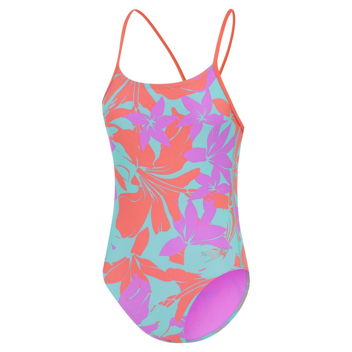 Speedo Girls All Over Line Back One Piece Swimsuit