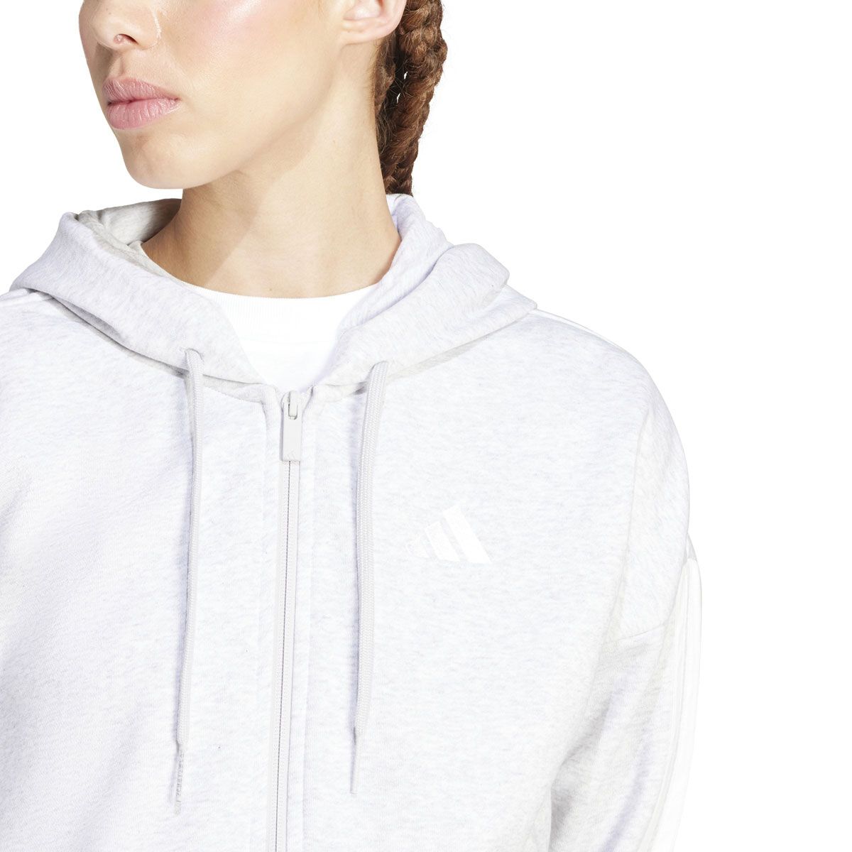adidas Womens Essentials Fleece 3-Stripes Full Zip Hoodie