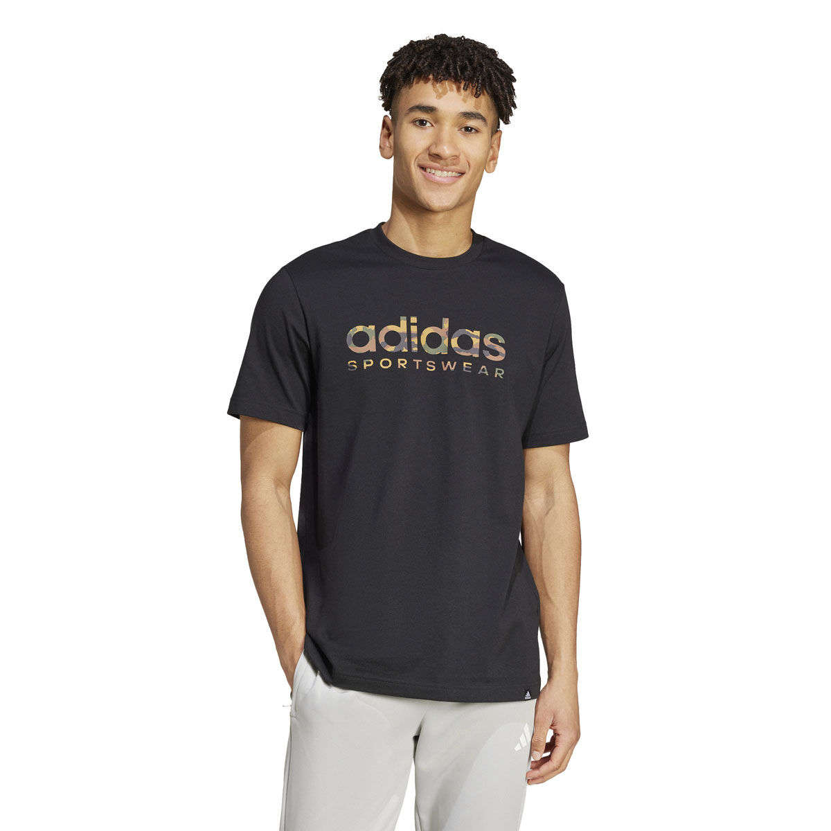 adidas Mens Sportswear Camo Linear Graphic Tee