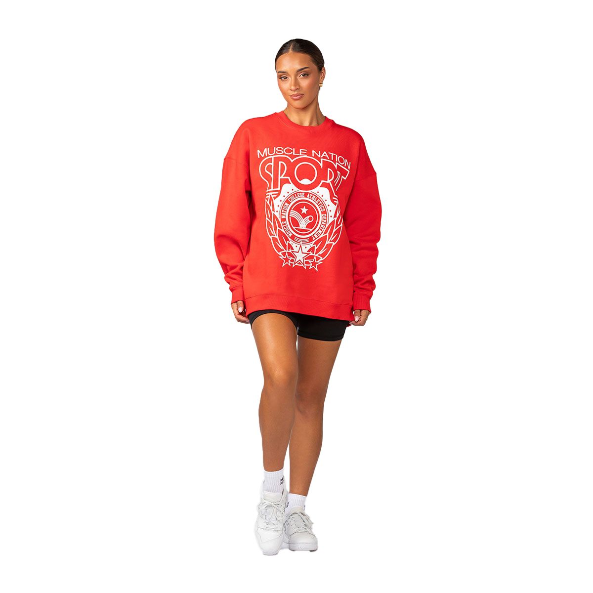 Muscle Nation Womens Athletics Oversized Pullover Sweatshirt