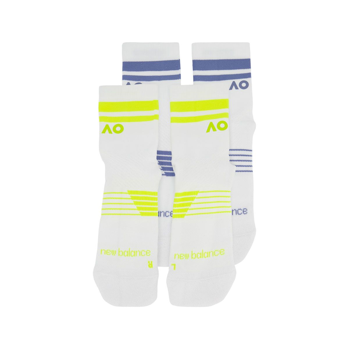 New Balance Australian Open Quarter Crew Socks 2 Pack
