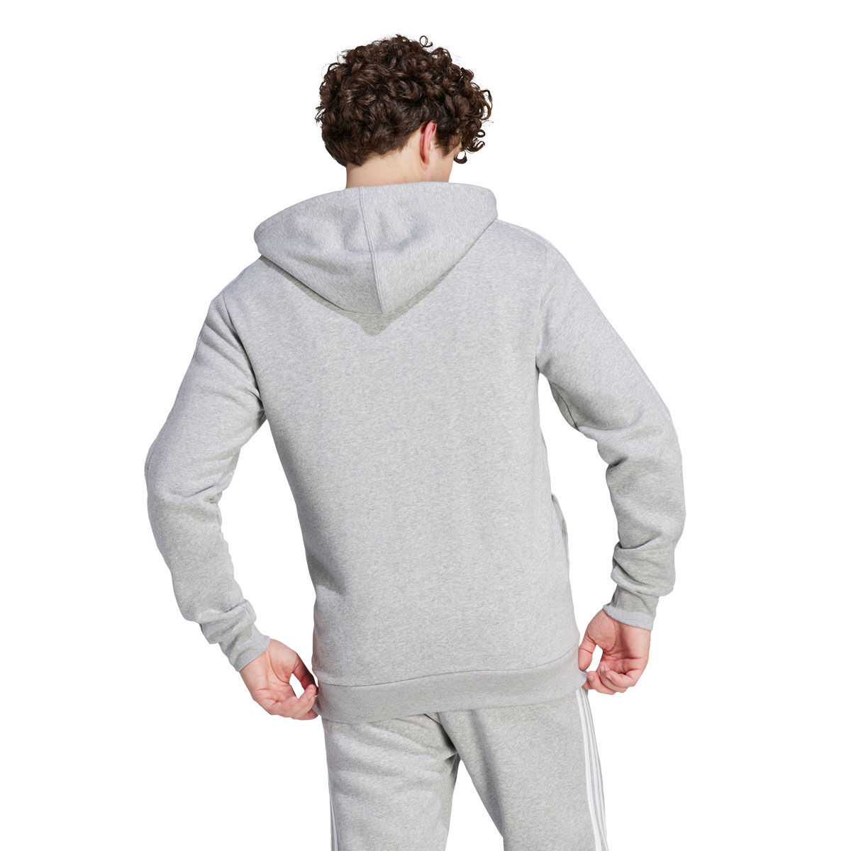 adidas Mens Essentials 3-Stripes Full Zip Fleece Hoodie