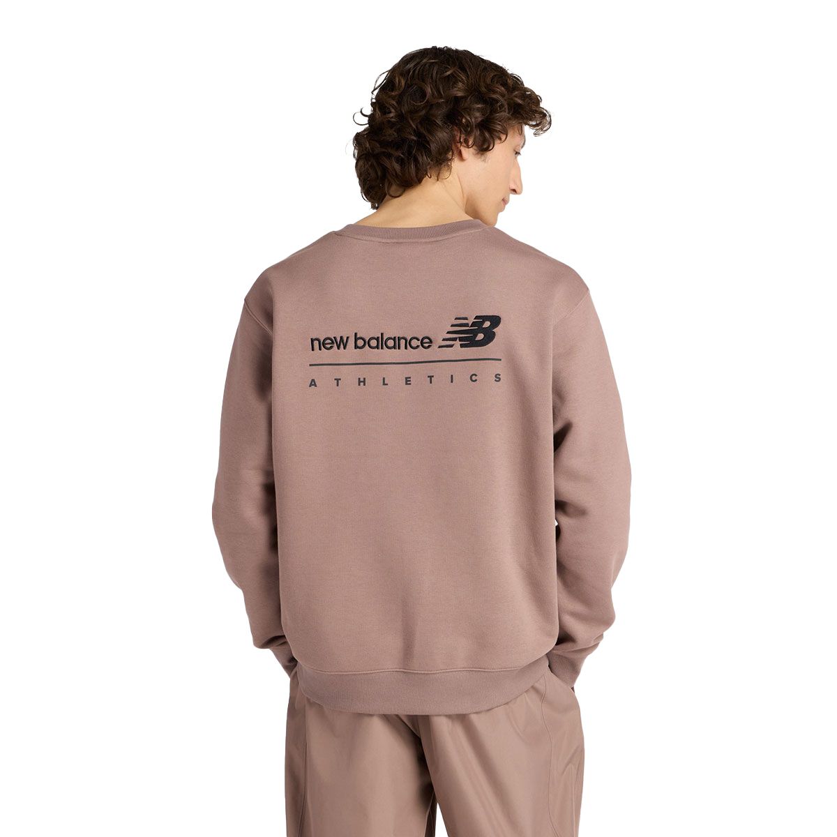 New Balance Mens Linear Graphic Fleece Crew