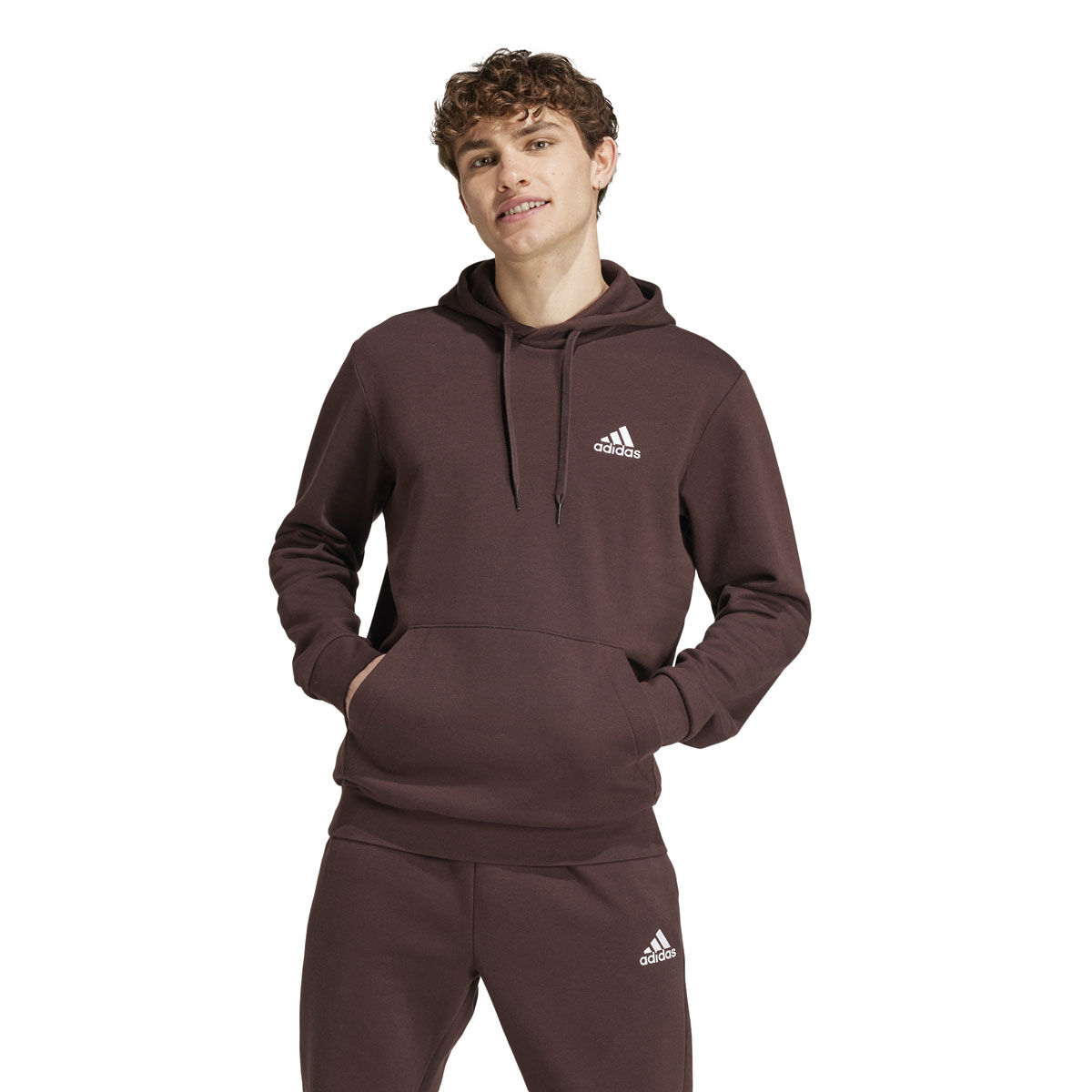 adidas Mens Essentials Feel Cozy Pullover Fleece Hoodie