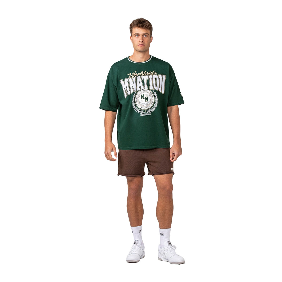 Muscle Nation Mens Raw Hem 5 inch Shorts