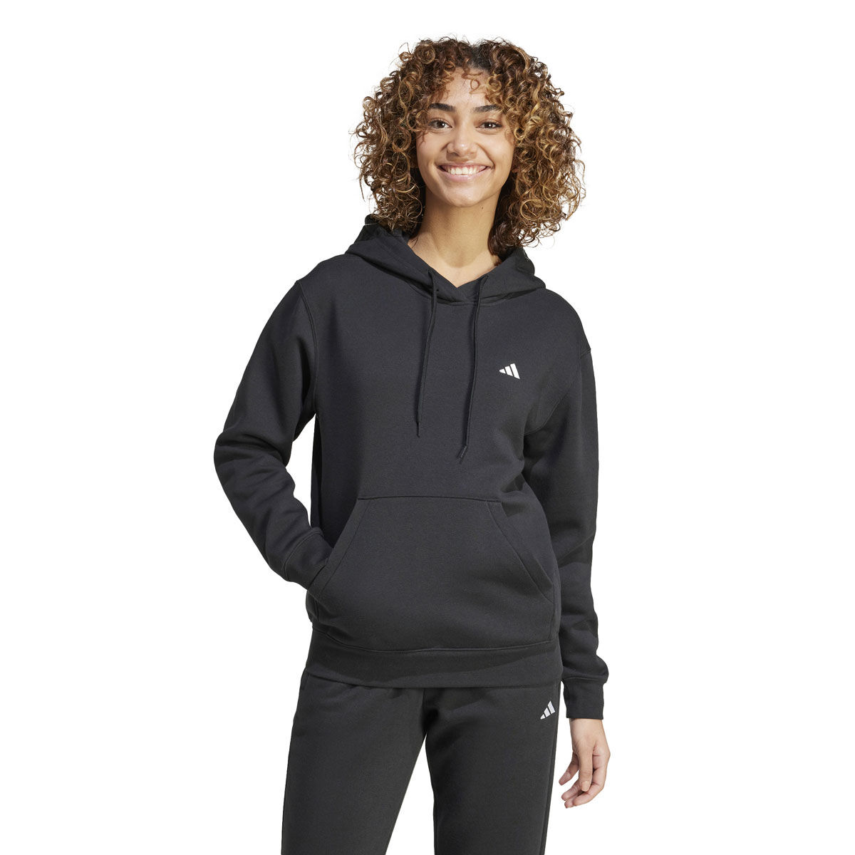 adidas Womens Feel Cozy Fleece Small Logo Pullover Hoodie