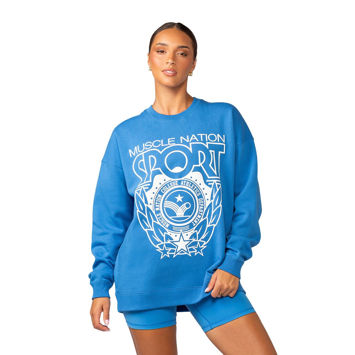 Muscle Nation Womens Athletics Oversized Pullover Sweatshirt