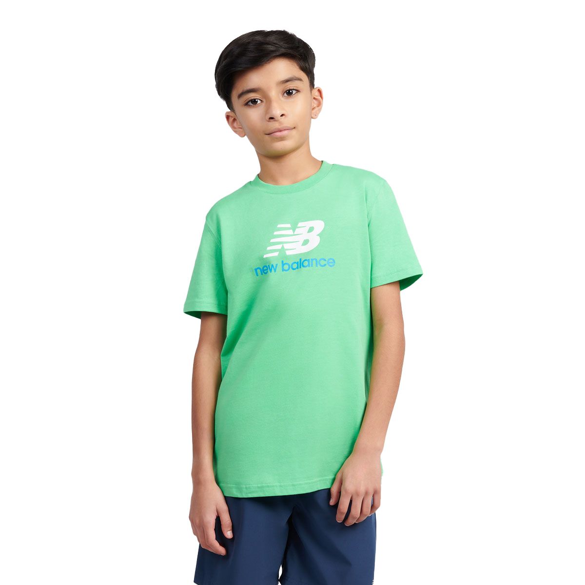 New Balance Junior Jersey Stacked Logo Tee