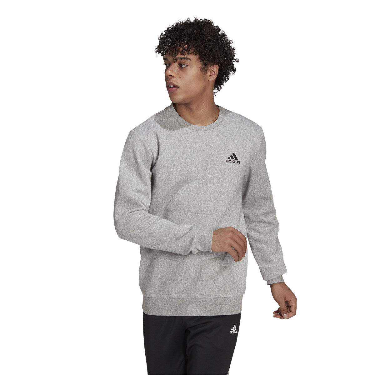 adidas Mens Essentials Feel Cozy Crew Fleece Sweatshirt