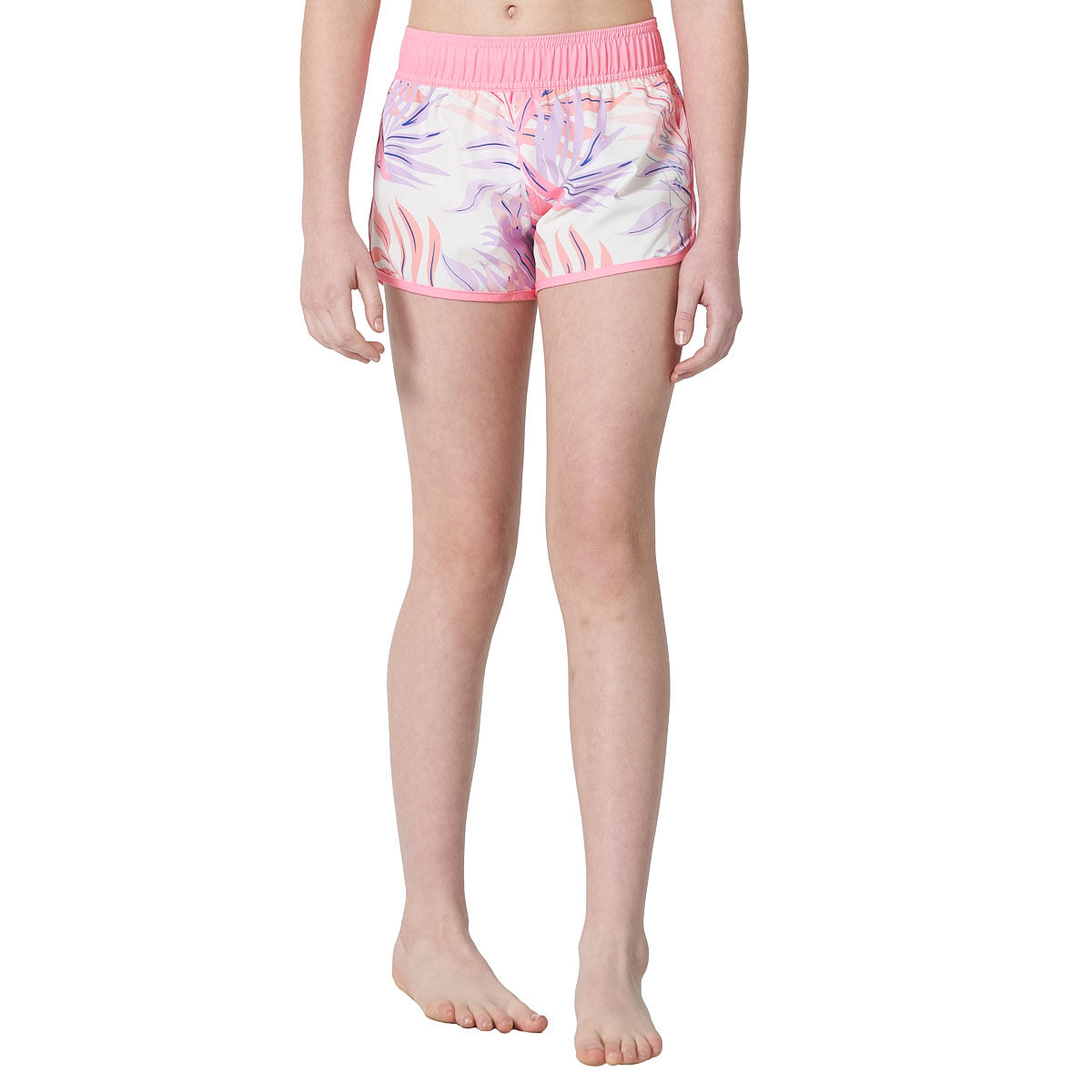 Tahwalhi Girls Psychedelic Palm Swim Shorts White/Pink 12