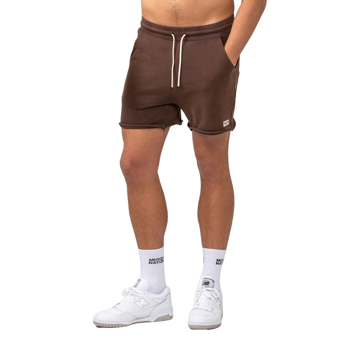 Muscle Nation Mens Raw Hem 5 inch Shorts