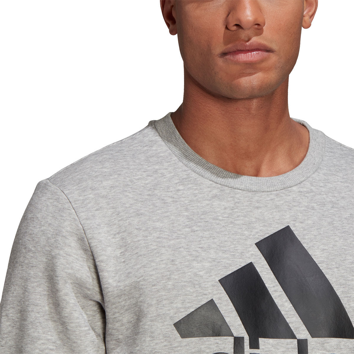 adidas Mens Essentials Big Logo Fleece Crew Sweatshirt Grey M