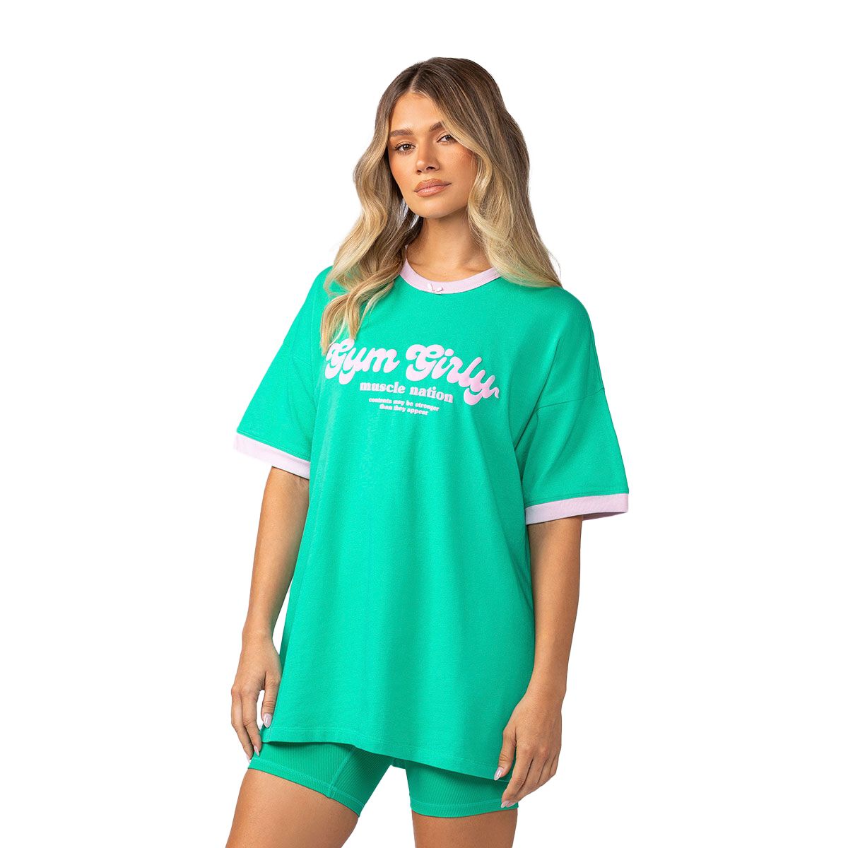 Muscle Nation Womens Gym Girly Oversized Tee