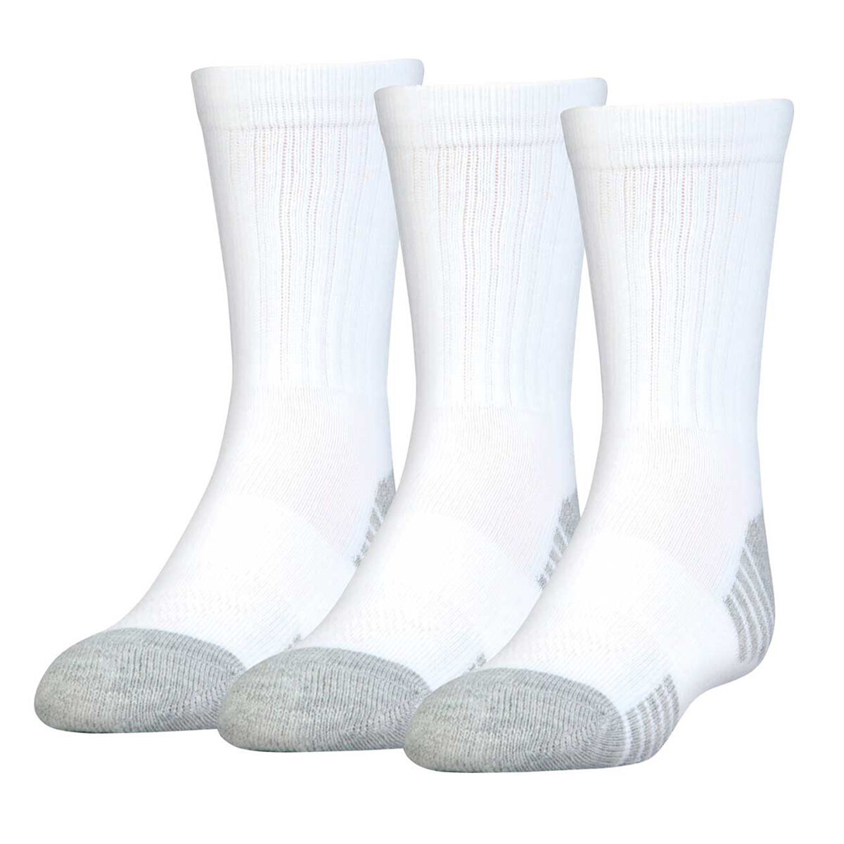 Under Armour Kids HeatGear Crew Socks 3 Pack White L