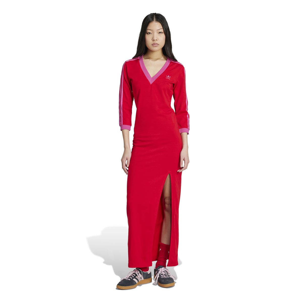 adidas Originals Womens Adicolor Classics 3-Stripes Long Sleeve Maxi Dress