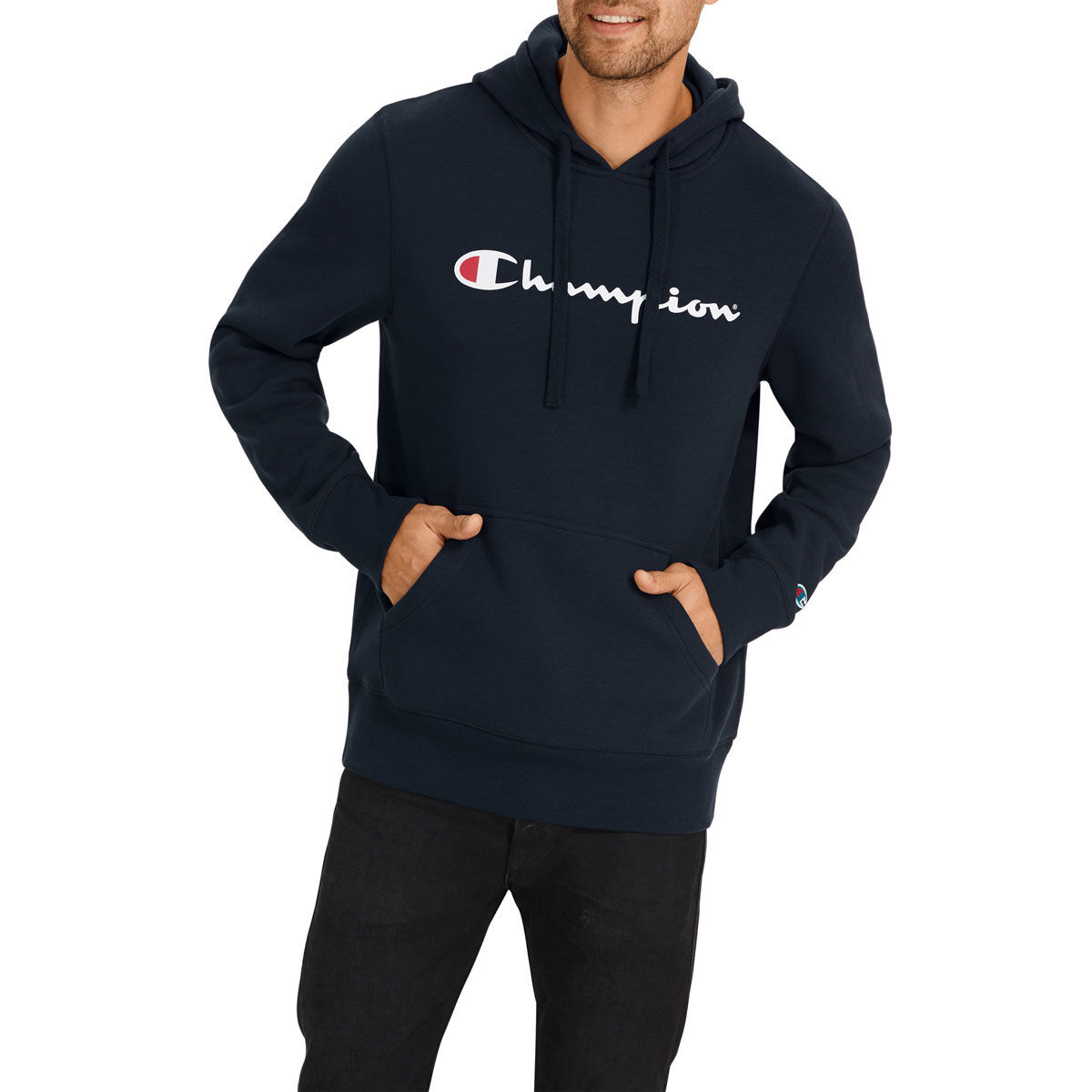 Champion Mens Script Hoodie Navy XL