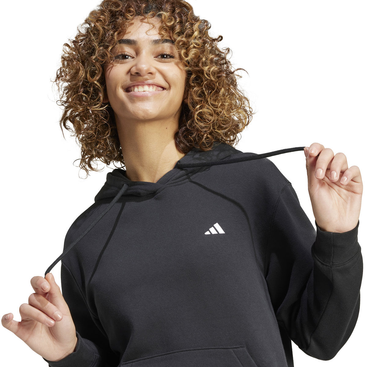 adidas Womens Feel Cozy Fleece Small Logo Pullover Hoodie