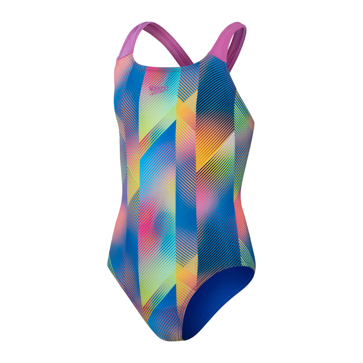 Speedo Girls Digital Allover Powerback One Piece Swimsuit Blue/Print 14
