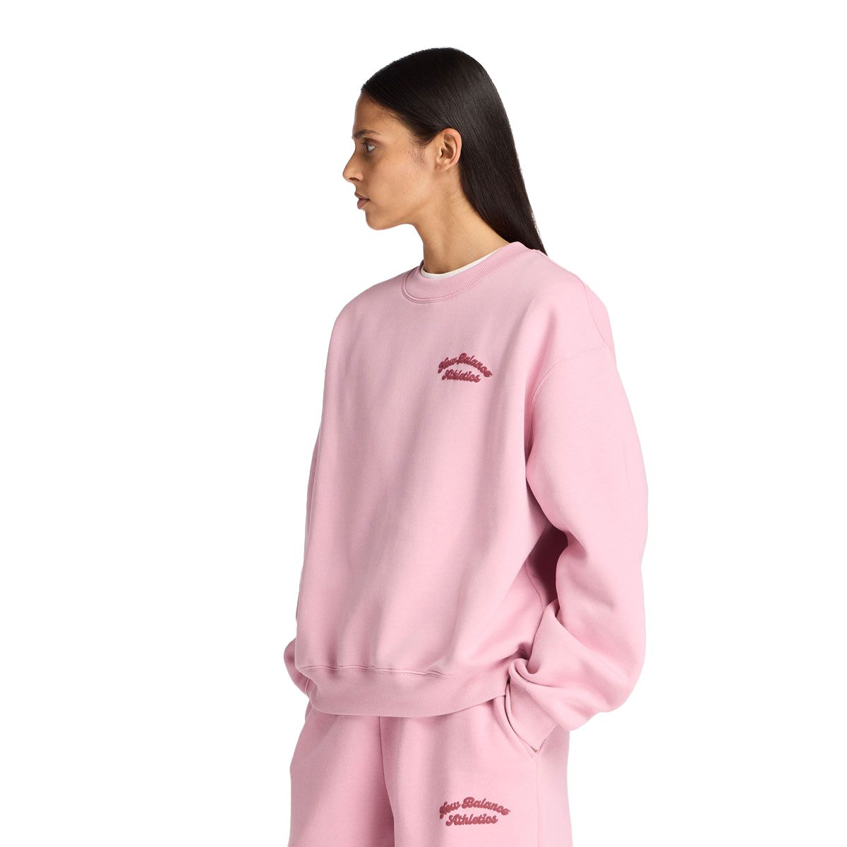 New Balance Womens Linear Heritage Fleece Crew Sweatshirt