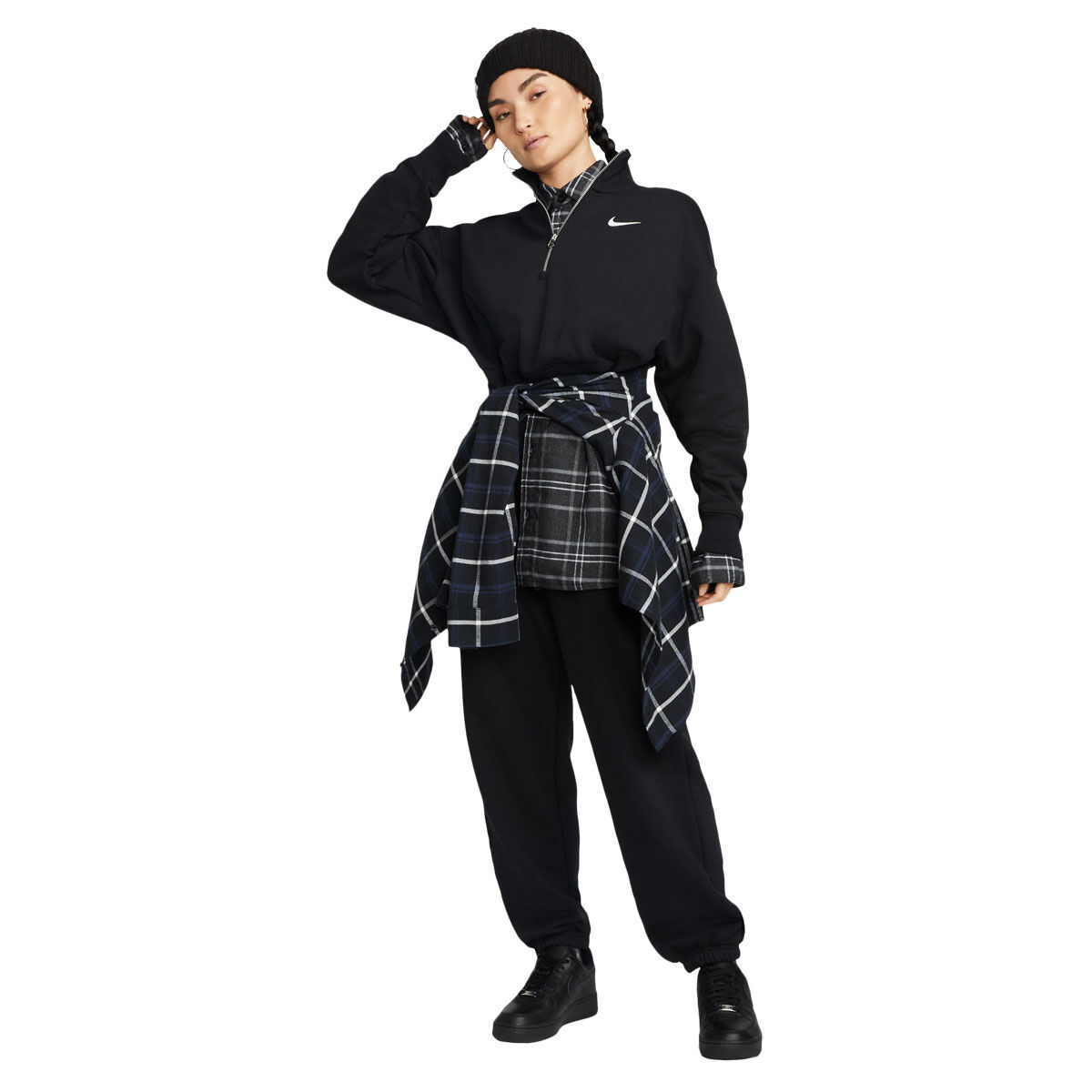 Nike Womens Sportswear Phoenix Fleece Quarter Zip Oversized Crop Sweatshirt