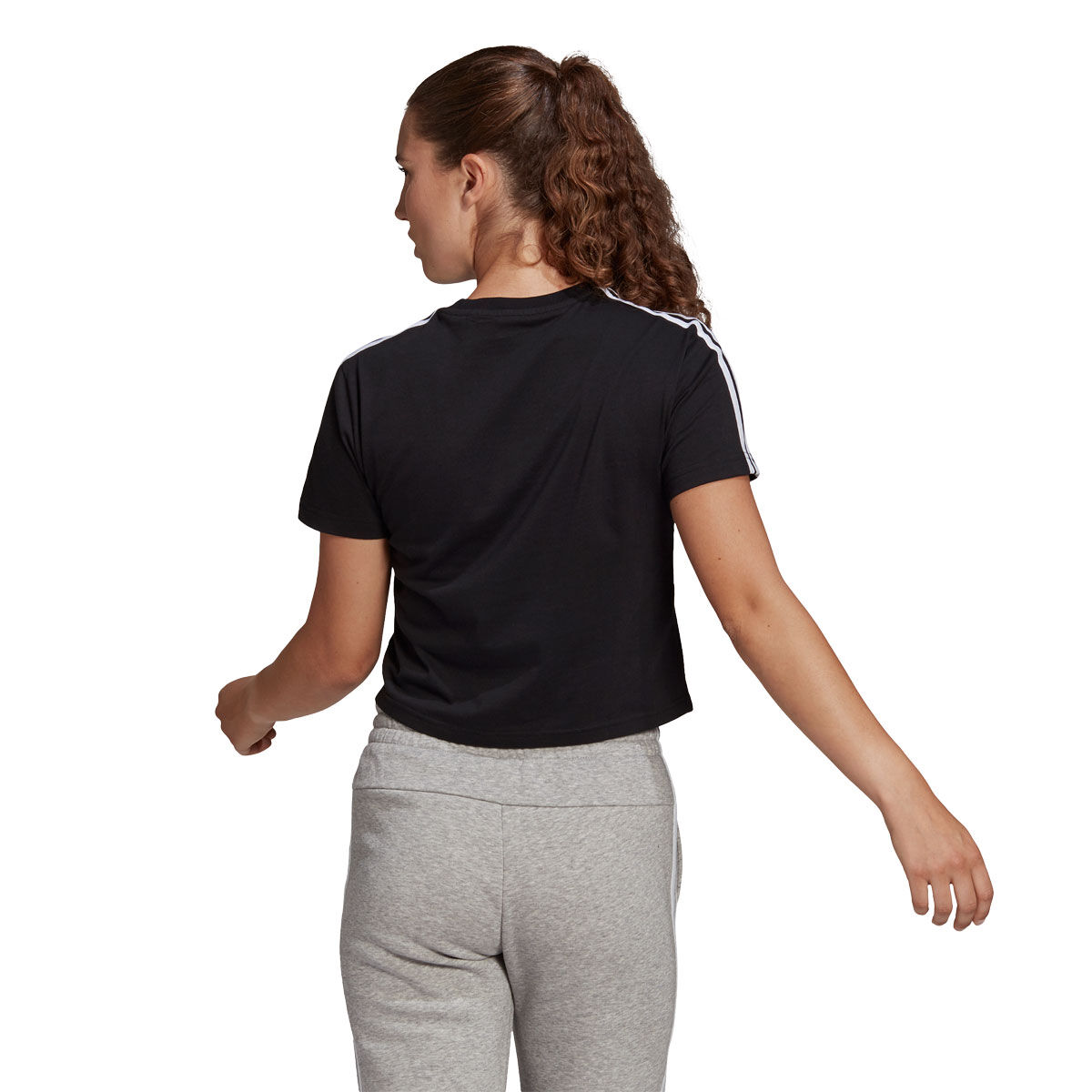 adidas Womens Essentials 3-Stripes Loose Fit Cropped Tee