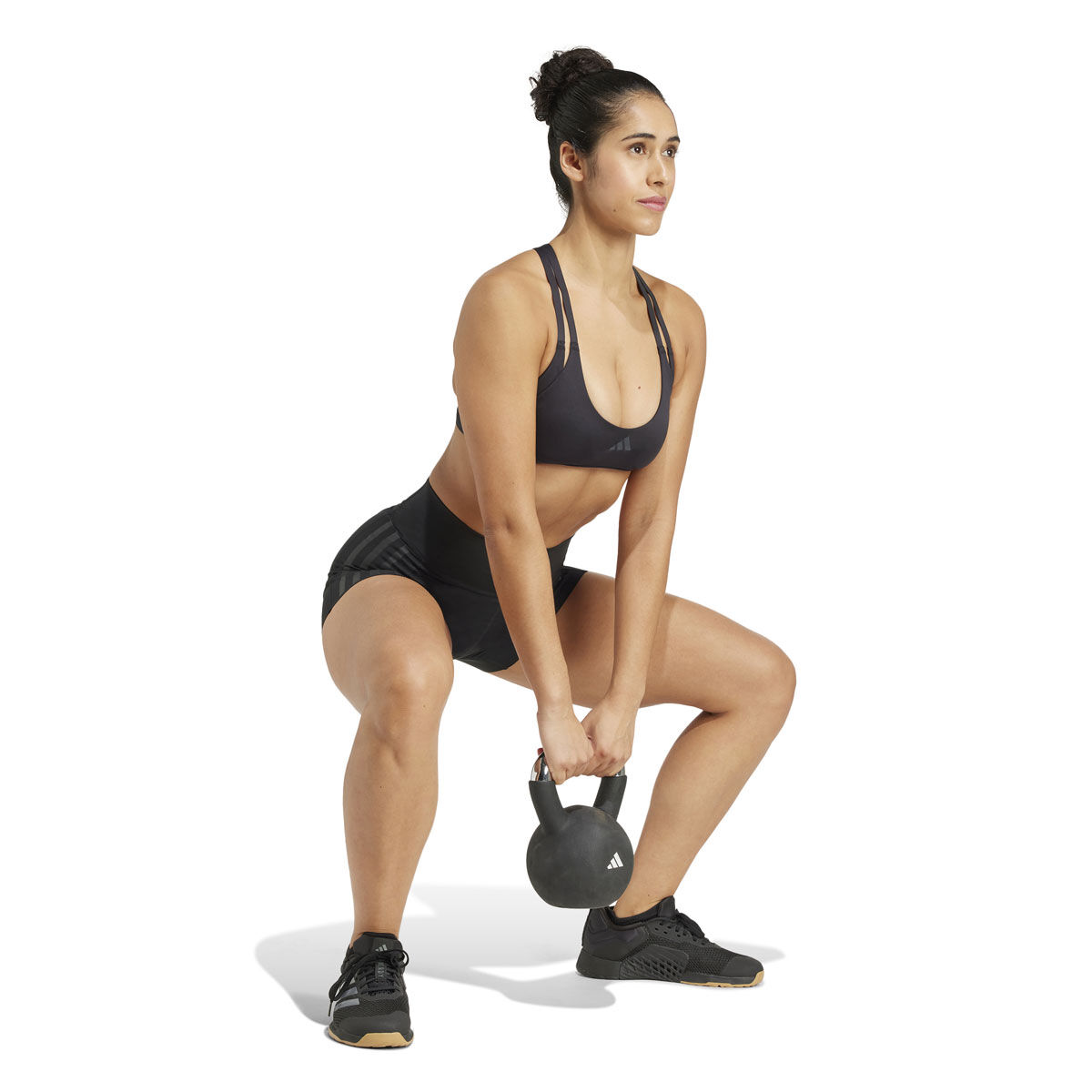 adidas Womens Optime Raw Cut Hem 4 Inch Short Tights