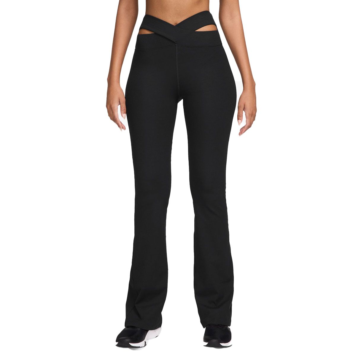 Nike Womens Zenvy Cutout High Rise Ribbed Flare Leggings
