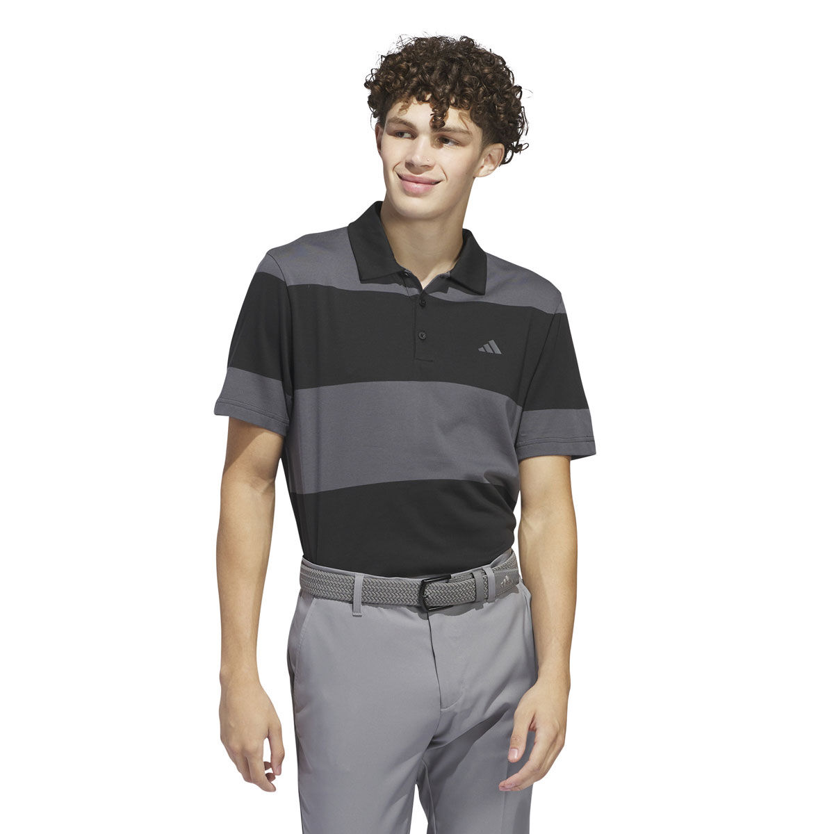 adidas Mens Colourblock Rugby Stripe Golf Polo