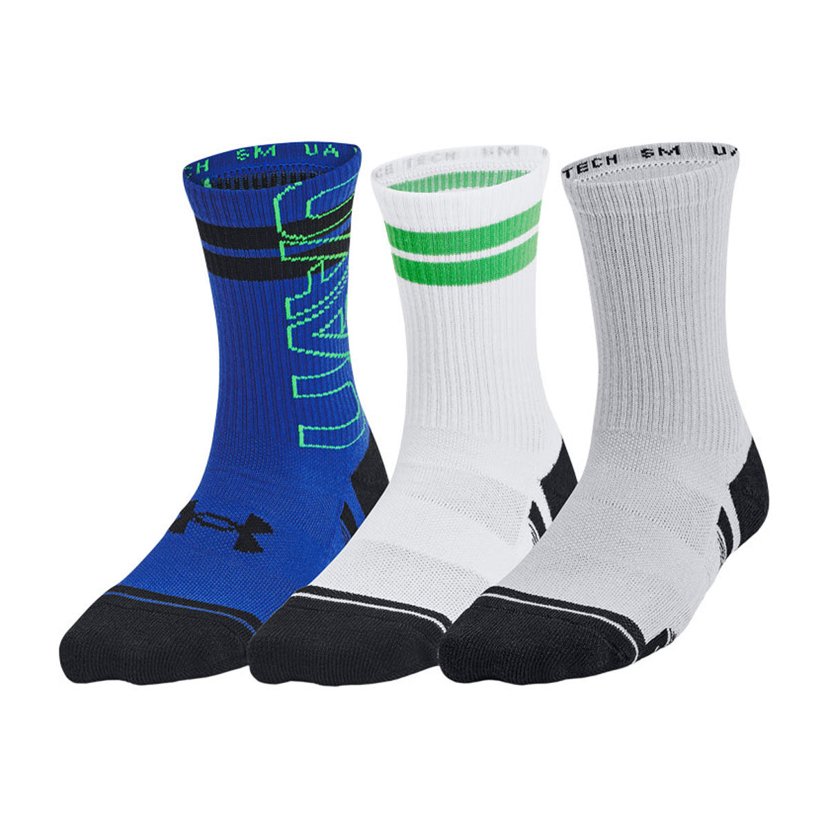 Under Armour Youth Performance Tech Crew Socks 3pk