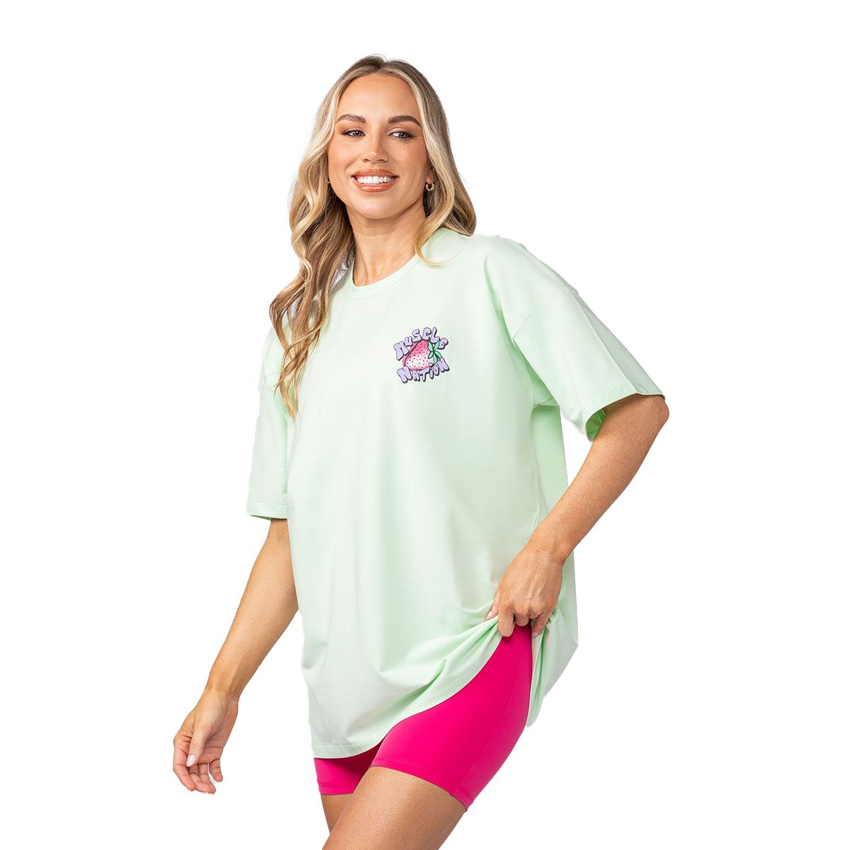 Muscle Nation Womens Berry Good Oversized Tee