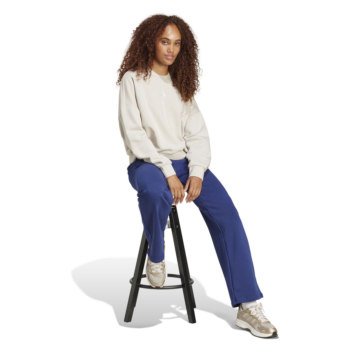 adidas Womens Feel Cozy Fleece Small Logo Crew Sweatshirt