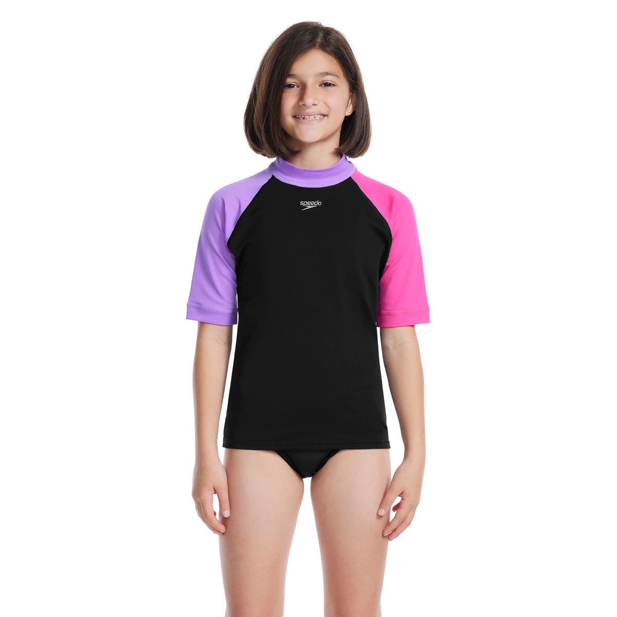 Speedo Girls Endurance+ Solid Short Sleeve Rash Top