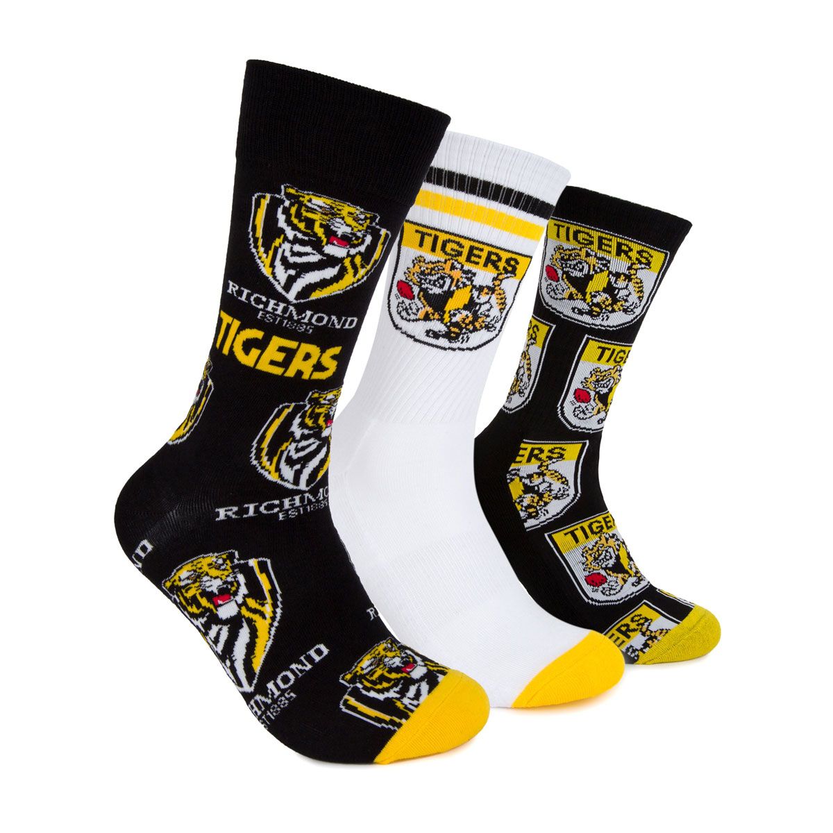 Footies Richmond Tigers 3 Pack Socks Gift Box