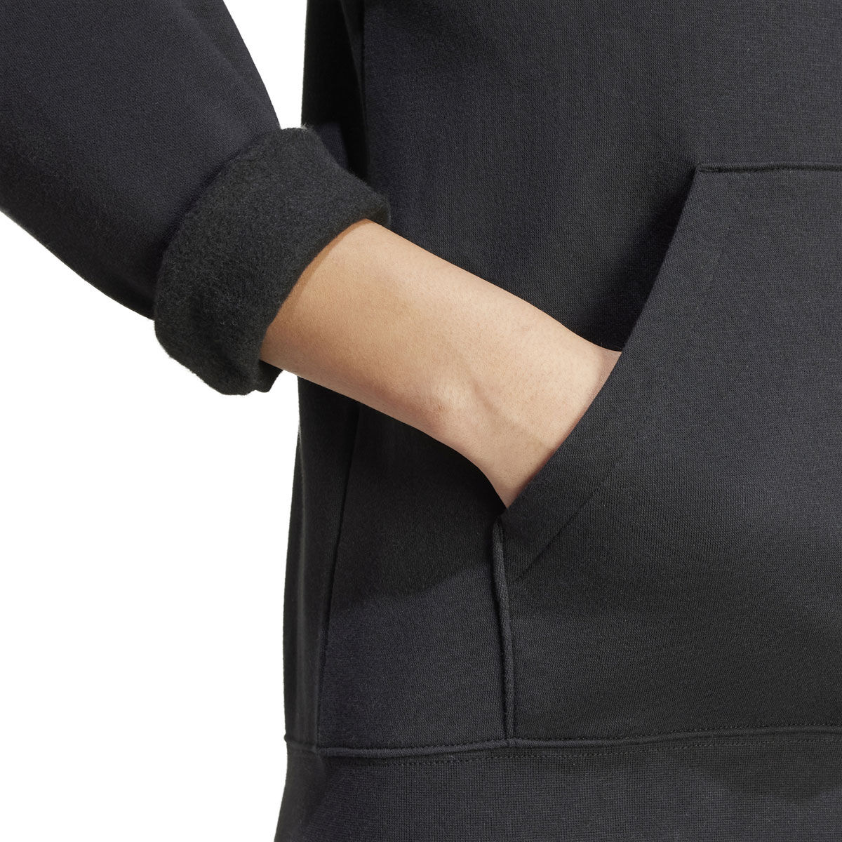 adidas Womens Feel Cozy Fleece Small Logo Pullover Hoodie